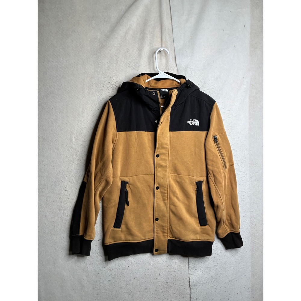 The North Face Mens Full Zip Hooded Fleece Jacket Brown Black Medium 8998